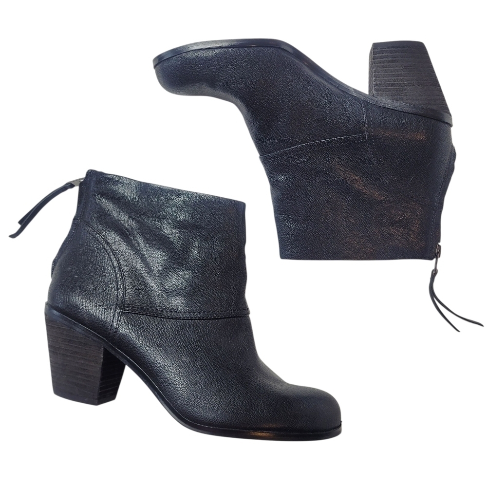 Sam Edelman Black Larkin Ankle Leather Boots Size 10